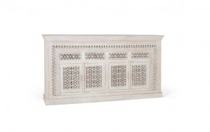 BUFET 190CM ALB ANTICHIZAT, LEMN MASIV DE MANGO, REALZIAT MANUAL, GINER Y COLOMER - Img 3