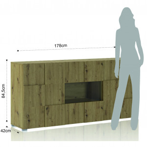 BUFET 3 USI 178CM, PATRIK, COD 4343, STIL MODERN, REALIZATA DIN PANOURI ECO DIN LEMN - Img 6