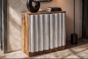 BUFET DEOSEBIT, ZALVERO 75CM, REALIZATA DIN LEMN DE MANGO SI METAL, ALUMINIU, CULOARE NATUR/ALUMINIU, INVICTA INTERIOR - Img 7