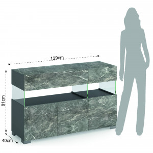 BUFET LIVING 129CM, FLOAT MARBLE, COD 5064, STIL MODERN, REALIZATA PANOURI LAMINATE, EFECT MARMURA - Img 5