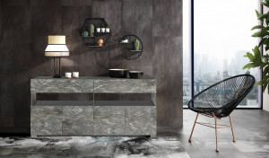 BUFET LIVING 172CM, FLOAT MARBLE, COD 5063, STIL MODERN, REALIZATA DIN PANOURI LAMINATE, EFECT MARMURA - Img 4