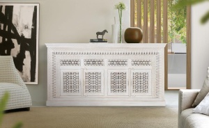 BUFET LIVING 190CM, COD 1514, DIN LEMN DE MANGO, ALB ANTICHIZAT, ARTIM GROUP SELECTION