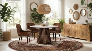 BUFET LIVING, 202CM, LEMN MASIV DE TEC, CULOARE NATUR, NOTE RUSTICE, ARTIM GROUP SELECTION - Img 8