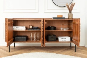 BUFET LIVING, ADLON 180CM, LEMN DE MANGO SI SUPORT METAL, MODEL 3D, CULOARE MARO, ARTIM GROUP SELECTION - Img 2