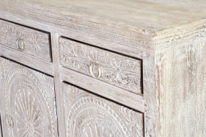 BUFET LIVING BREST 150CM, DIN LEMN DE MANGO, CULOARE ALB ANTICHIZAT, ARTIM GROUP SELECTION - Img 4