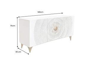 BUFET LIVING GOLDEN SUNSET 140CM, REALIZAT DIN LEMN DE MANGO, DE CULOARE ALB/AURIU, MODEL 3D, ARTIM GROUP - Img 11
