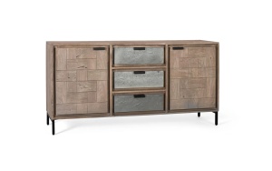 BUFET LIVING HIBISCUS 160CM, DIN LEMN DE SALCAM SI METAL, CULOARE NATUR/GRI, ARTIM GROUP SELECTION