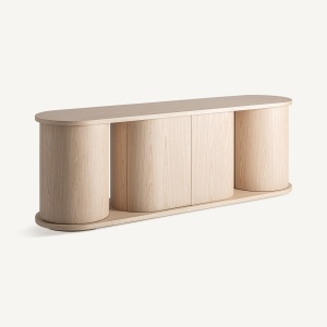 BUFET LIVING KHARJ 220CM, DIN LEMN DE STEJAR, CULOARE BEJ, STIL ART DECO, VICAL HOME - Img 2