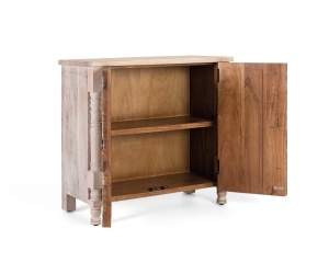 BUFET LIVING ORIGEN 90CM, DIN LEMN DE STEJAR, CULOARE NATUR/GRI ANTICHIZAT, STIL BOHO ETNIC, ARTIM GROUP SELECTION - Img 3