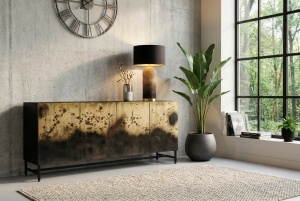 BUFET LIVING, OXID 180CM, REALIZAT DIN LEMN DE MANGO SI METAL, CULOARE NEGRU/AURIU, ARTIM GROUP SELECTION - Img 6