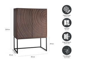 BUFET LIVING SUNSET 85CM, DIN LEMN DE MANGO SI METAL, CULOARE NUC INCHIS, STIL MODERN, ARTIM GROUP SELECTION - Img 7