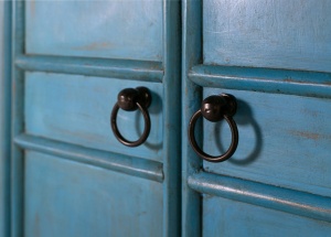 BUFET LIVING VIORA 110CM, REALIZAT DIN LEMN DE MANGO, CULOARE ALBASTRU, STIL RUSTIC VINTAGE, GINER Y COLOMER - Img 7