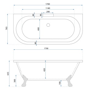 CADA FREESTANDING, ARTIM KORFU170 CM, DIN ACRIL, CALITATE SUPERIOARA - Img 6
