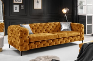 CANAPEA 240CM, BAROC 3 LOCURI, CATIFEA GALBEN MUSTAR, STIL CHESTERFIELD, ARTIM GROUP SELECTION - Img 4