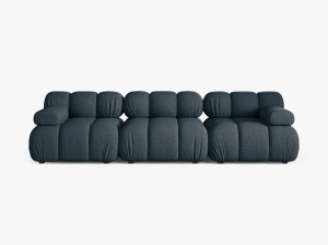 CANAPEA BELLIS, CU 3 LOCURI, PETROL INCHIS, CU TAPITERIE DIN TEXTIL STRUCTURAT LIBERTY, MICADONI
