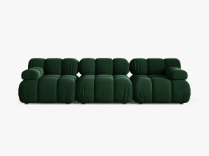 CANAPEA BELLIS, CU 3 LOCURI, VERDE SMARALD, CU TAPITERIE DIN CATIFEA BLUVEL, MICADONI
