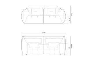CANAPEA BLOOM, 3 LOCURI, 232 CM, DIVERSE CULORI SI MATERIALE, DESIGN DEOSEBIT - Img 16