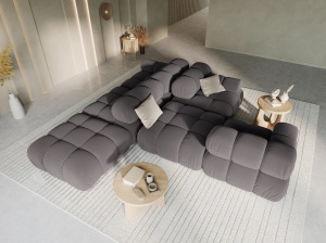 CANAPEA/COLTAR MODULAR BELLIS STANGA, 3 LOCURI, 282 CM, GRI INCHIS 97, TAPITERIE DIN CATIFEA, DESIGN DEOSEBIT - Img 2