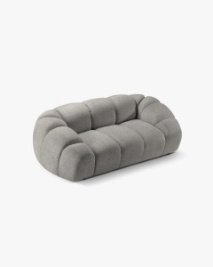 CANAPEA CU 2 LOCURI DIANA, GRI DESCHIS, 114X214 CM, TAPITAT CU TAPITERIE DIN TEXTIL STRUCTURAT BUBBLE, MICADONI - Img 3
