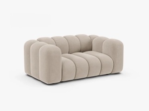 CANAPEA CU 2 LOCURI LUPIN 170, BEJ, CU TAPITERIE DIN TEXTIL CATIFEA SALVADOR, MICADONI - Img 2