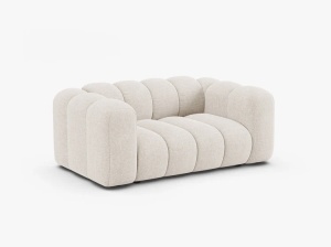 CANAPEA CU 2 LOCURI LUPIN, BEJ DESCHIS, CU TAPITERIE DIN TEXTIL CHENILLE EDEN, MICADONI - Img 2
