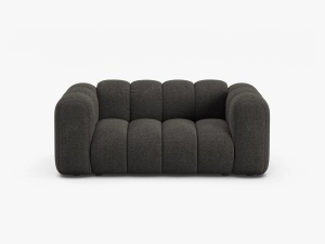 CANAPEA CU 2 LOCURI LUPIN, GRI INCHIS, CU TAPITERIE DIN TEXTIL CHENILLE EDEN, MICADONI