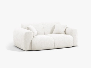 CANAPEA CU 2 LOCURI, MOLINO, 170 CM, ALB, CU TAPITERIE DIN TEXTIL BOUCLE BALOO, MICADONI - Img 2