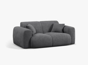 CANAPEA CU 2 LOCURI, MOLINO, 170 CM, GRI INCHIS, CU TAPITERIE DIN TEXTIL BOUCLE BALOO, MICADONI - Img 2