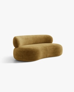 CANAPEA CU 3 LOCURI, AURA, GALBEN MUSTAR, 186X101 CM, TAPITAT CU TAPITERIE DIN TEXTIL CHENILLE GOLD MICADONI