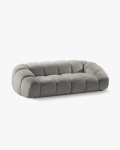 CANAPEA CU 3 LOCURI DIANA, GRI DESCHIS, 114X254 CM, TAPITAT CU TAPITERIE DIN TEXTIL STRUCTURAT BUBBLE, MICADONI - Img 3