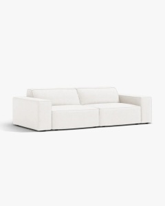 CANAPEA CU 3 LOCURI JODIE, 204X99 CM, ADANCIME SCAUN 62 CM, ALB, TAPITAT CU TAPITERIE DIN TEXTIL BOUCLE BALOO, MICADONI - Img 2