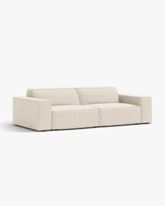 CANAPEA CU 3 LOCURI JODIE, 204X99 CM, ADANCIME SCAUN 62 CM, BEJ DESCHIS, TAPITAT CU TAPITERIE DIN TEXTIL CATIFEA BLUVEL, MICADONI - Img 2