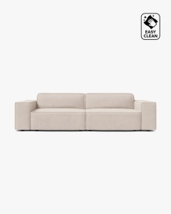 CANAPEA CU 3 LOCURI JODIE, 204X99 CM, ADANCIME SCAUN 62 CM, BEJ DESCHIS, TAPITAT CU TAPITERIE DIN TEXTIL CATIFEA VENUS, MICADONI