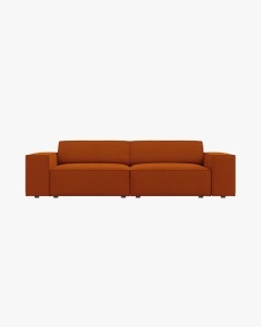 CANAPEA CU 3 LOCURI JODIE, 204X99 CM, ADANCIME SCAUN 62 CM, CARAMIZIU, TAPITAT CU TAPITERIE DIN TEXTIL STRUCTURAT MEGAN, MICADONI