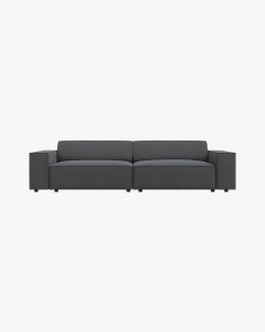 CANAPEA CU 3 LOCURI JODIE, 204X99 CM, ADANCIME SCAUN 62 CM, GRI INCHIS, TAPITAT CU TAPITERIE DIN TEXTIL STRUCTURAT MEGAN, MICADONI