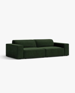 CANAPEA CU 3 LOCURI JODIE, 204X99 CM, ADANCIME SCAUN 62 CM, VERDE SMARALD, TAPITAT CU TAPITERIE DIN TEXTIL CATIFEA VENUS, MICADONI - Img 2