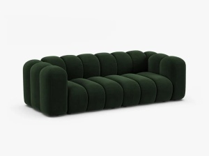CANAPEA CU 3 LOCURI LUPIN 228, VERDE SMARALD, CU TAPITERIE DIN CATIFEA VENUS, MICADONI - Img 2