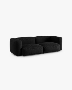 CANAPEA CU 3 LOCURI MARTINA, 120X184 CM, ADANCIME SCAUN 90 CM, NEGRU, TAPITAT CU TAPITERIE DIN TEXTIL STRUCTURAT BOSTON, MICADONI - Img 2