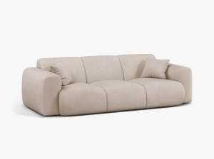 CANAPEA CU 3 LOCURI, MOLINO, 235 CM, BEJ, CU TAPITERIE DIN TEXTIL CHENILLE REBEL, MICADONI - Img 2