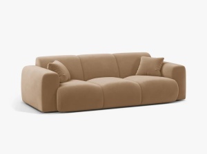 CANAPEA CU 3 LOCURI, MOLINO, 235 CM, NISIPIU, CU TAPITERIE DIN TEXTIL CATIFEA VELVET CASINO, MICADONI - Img 2