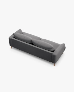 CANAPEA CU 3 LOCURI, NAOMI, GRI, 200X95 CM, TAPITAT CU TAPITERIE DIN TEXTIL CATIFEA SALVADOR, MICADONI - Img 3