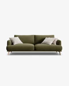 CANAPEA CU 3 LOCURI, NAOMI, VERDE, 200X95 CM, TAPITAT CU TAPITERIE DIN TEXTIL CATIFEA SALVADOR, MICADONI