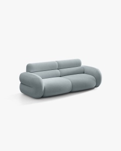 CANAPEA CU 3 LOCURI, NEO, ALBASTRU DESCHIS, 220X100 CM, TAPITAT CU TAPITERIE DIN TEXTIL BOUCLE BALOO, MICADONI - Img 2