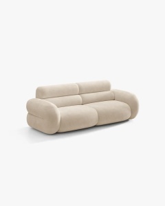 CANAPEA CU 3 LOCURI, NEO, BEJ DESCHIS, 220X100 CM, TAPITAT CU TAPITERIE DIN TEXTIL CHENILLE GOLD, MICADONI - Img 2