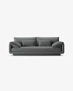 CANAPEA CU 3 LOCURI, TORINO, 220X103, GRI INCHIS, CU TAPITERIE DIN TEXTIL STRUCTURAT WIND, MICADONI
