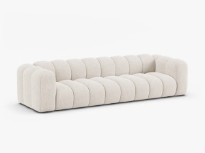 CANAPEA CU 4 LOCURI LUPIN 288, BEJ DESCHIS, CU TAPITERIE DIN TEXTIL CHENILLE EDEN, MICADONI - Img 2