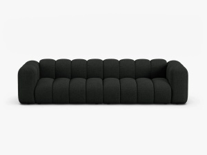 CANAPEA CU 4 LOCURI LUPIN 288, NEAGRA, CU TAPITERIE DIN TEXTIL BOUCLE BALOO, MICADONI
