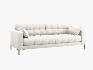 CANAPEA CU 4 LOCURI, MAMAIA BEJ DESCHIS NEVE, CU TAPITERIE DIN TEXTIL FIN, MICADONI - Img 2