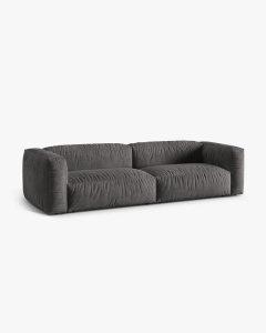 CANAPEA CU 4 LOCURI, MARTINA, GRI, 320 CM, CU TAPITERIE DIN TEXTIL CATIFEA VOGUE, MICADONI - Img 2