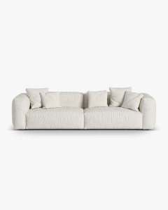 CANAPEA CU 4 LOCURI, MARTINA, MELANJ GRI BEJ, 320 CM, CU TAPITERIE DIN TEXTIL BOUCLE MONET, MICADONI